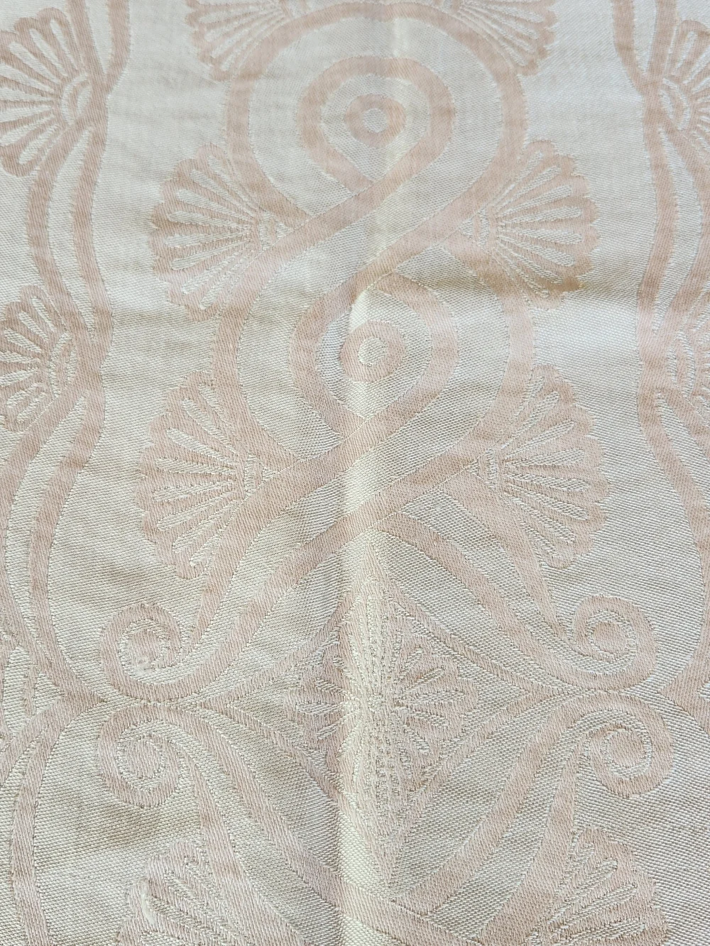 Vintage White And Pink Tablecloth